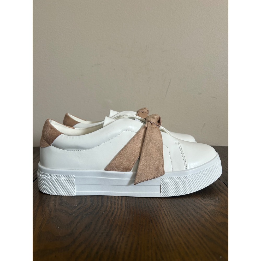 LULUS CALISSA Light Nude Bow FlatForm Sneakers Women's Size 11